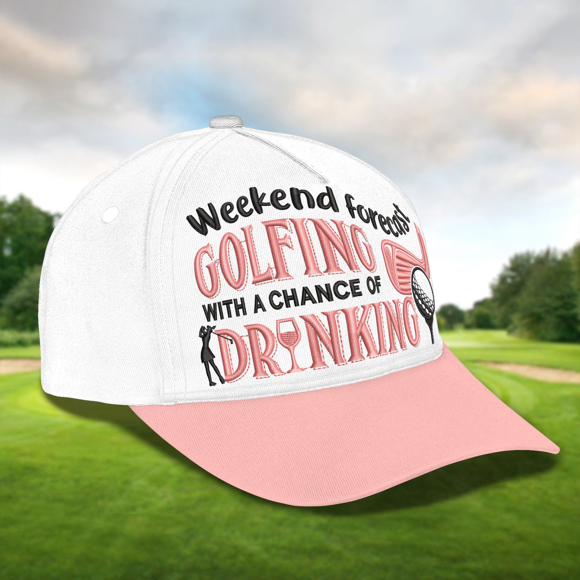 Golfing With A Chance Of Drinking Golf Cap, Ladies Golf Caps, Women Cap