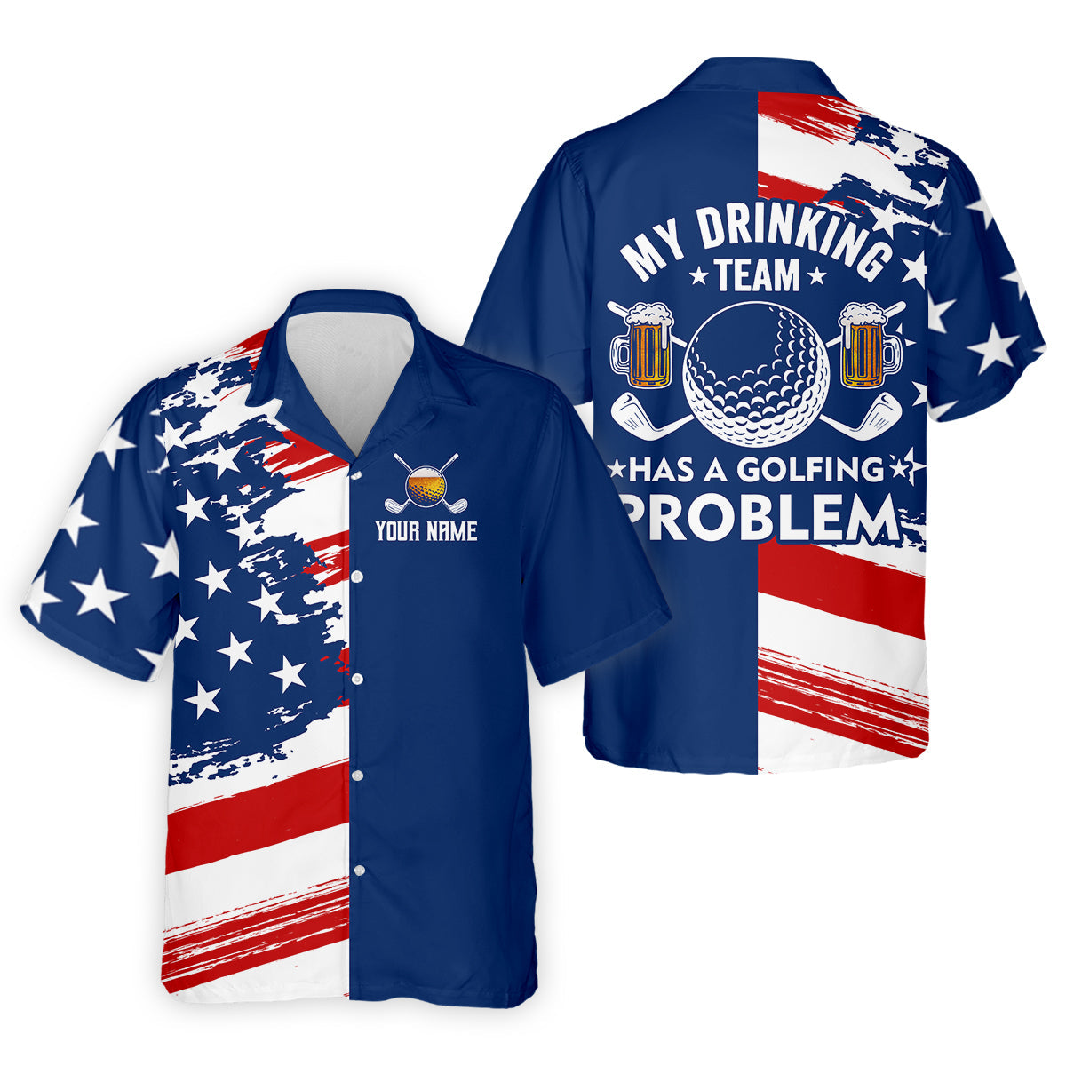 My Drinking Team Has A Golfing Problem Custom Men's Golf Polo Shirt, Funny Beer Golf Shirt, Dad Golf Gift