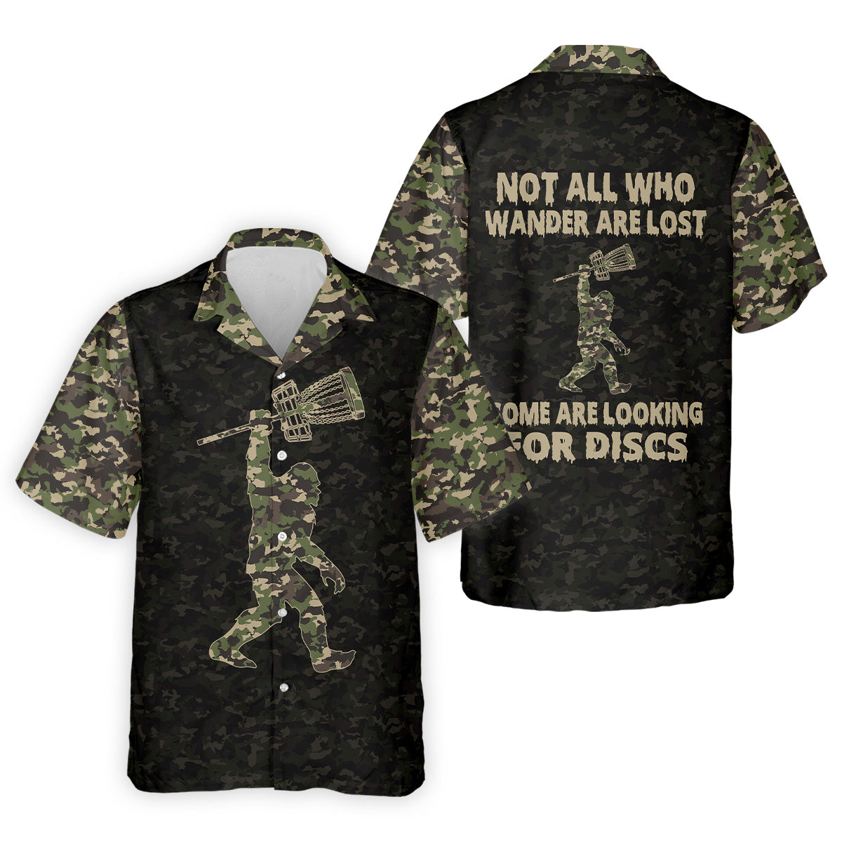 Funny Bigfoot Discs Golf Men's Golf Polo Shirt, Camo Golf Shirt, Mens Golf Shirt, Funny Golf Shirt