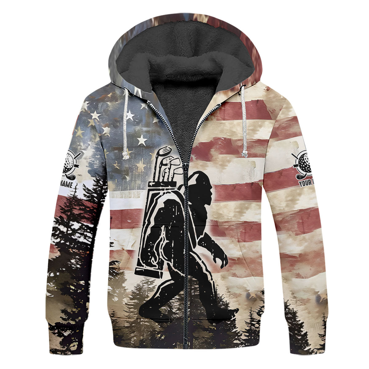 Patriotic Golf Polo Shirts, Bigfoot Golf Shirt, Men's Long Seeve Golf Shirts, Golf Gifts For Men