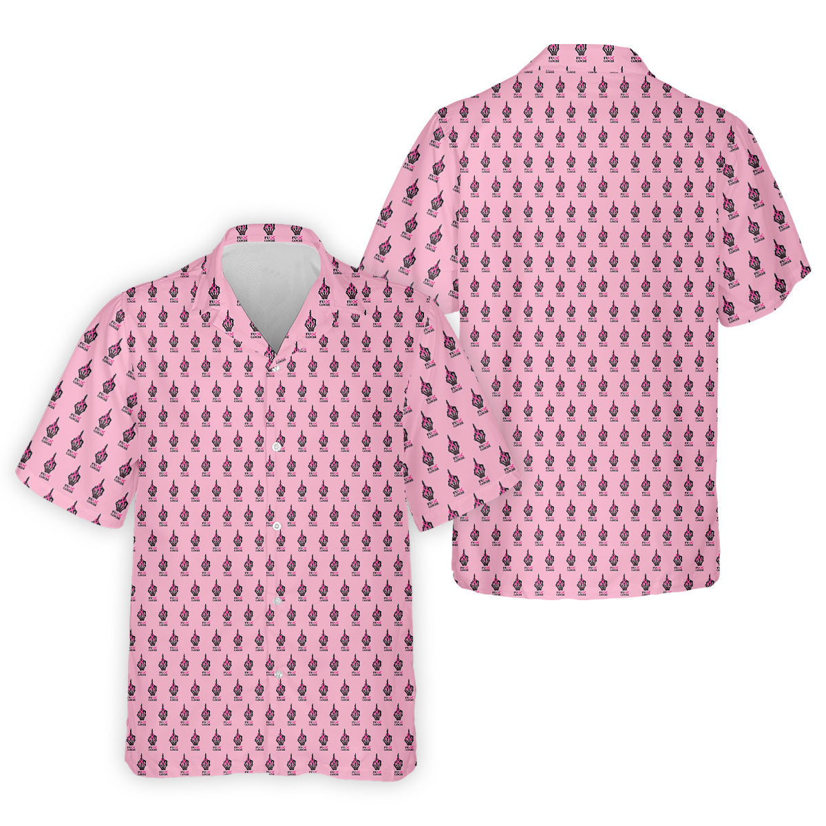Funny Middle Finger Pink Golf Shirt, Breast Cancer Golf Shirt, Couple Golf Shirt, Matching Golf Shirt