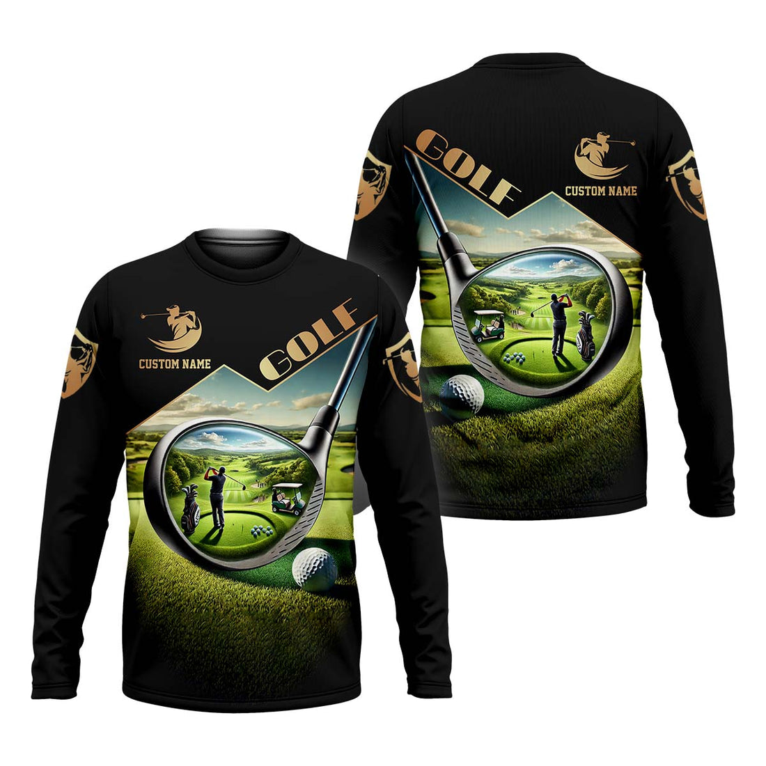 3D Golf Club, Custom Name Men's Golf Polo Shirt, Funny Golf Shirt, Golf Lover Gift