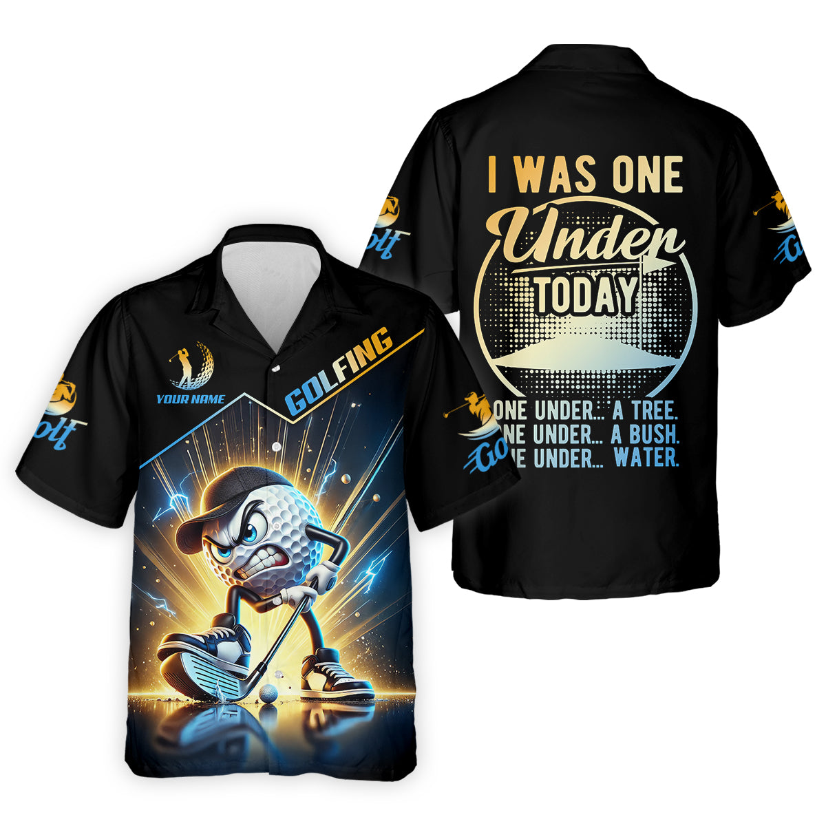 I Was One Under Today Custom Men's Golf Polo Shirt, Funny Golf Shirt, Dad Golf Gift