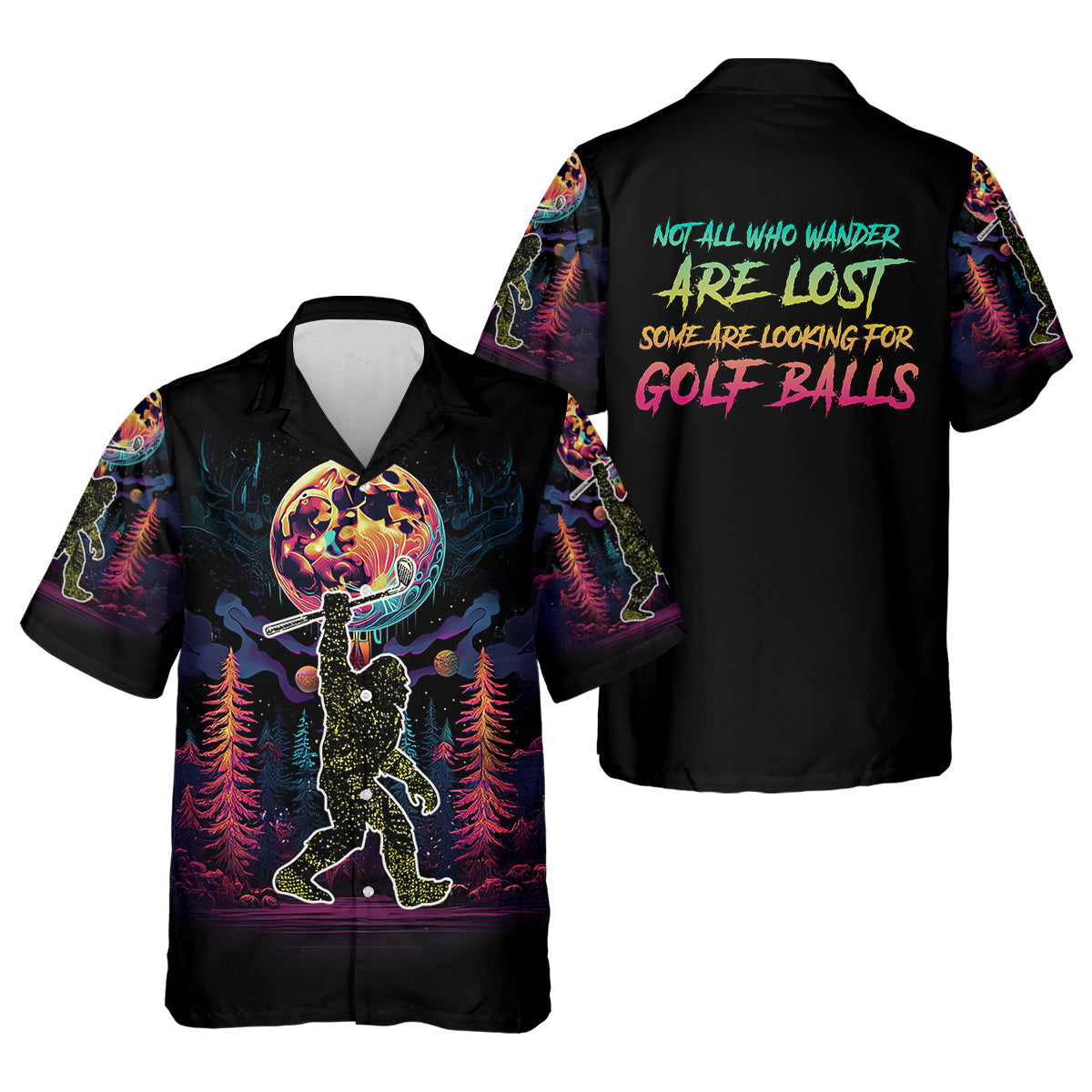 Not All Who Wander Are Lost Bigfoot Funny Mens Golf Polo Shirt, Funny Golf Shirt, Golf Gift For Him