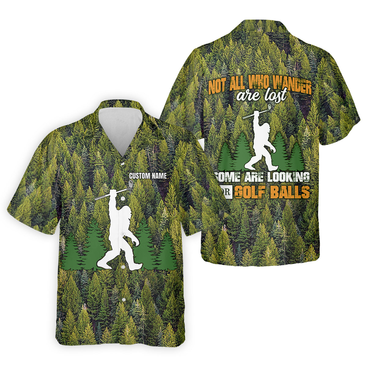 Not All Who Wander Are Lost Custom Men's Golf Polo Shirt, Bigfoot Golf Shirt, Dad Golf Gift