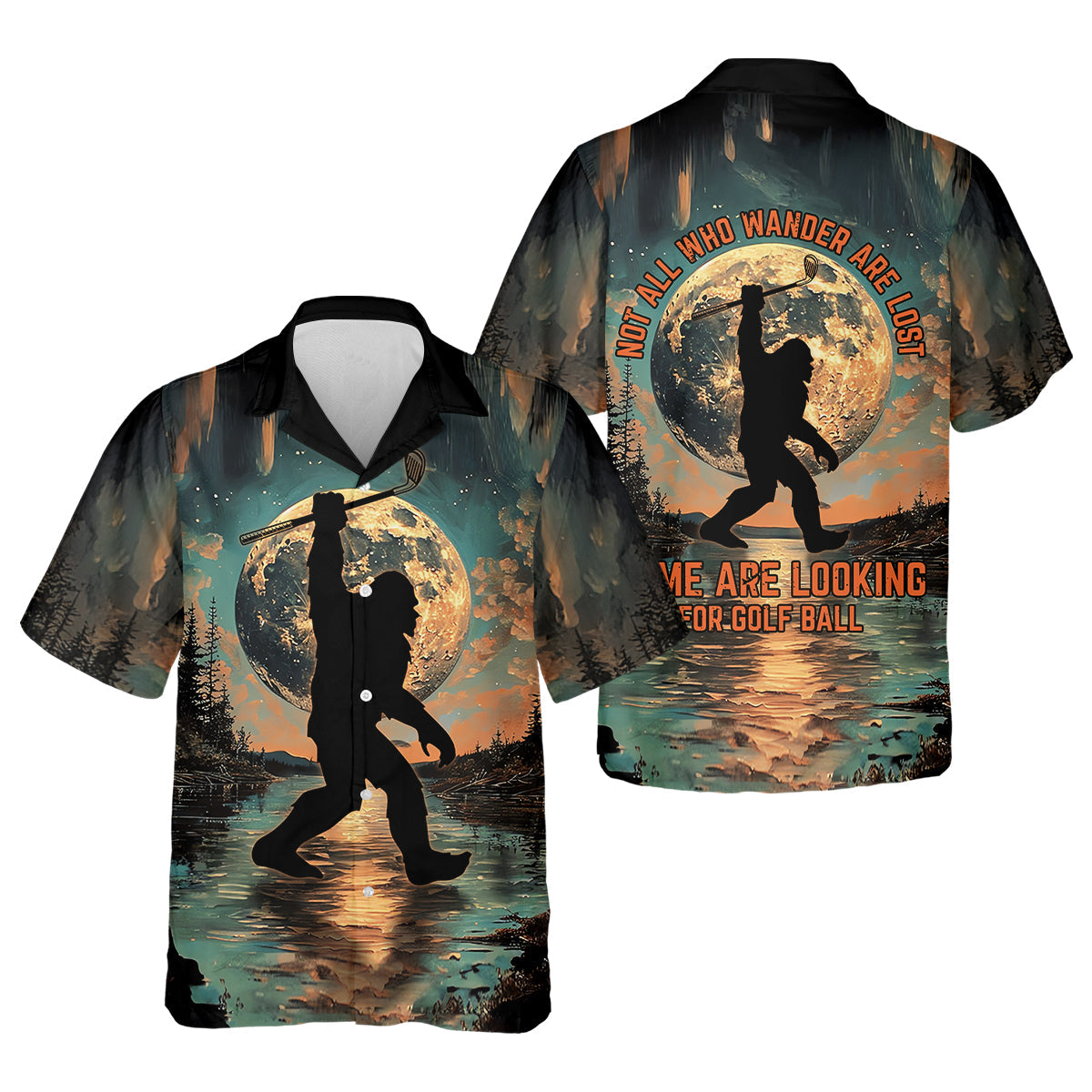 Not All Who Wander Are Lost Funny Bigfoot Men's Golf Polo Shirt, Golfers Gift, Funny Golf Shirt