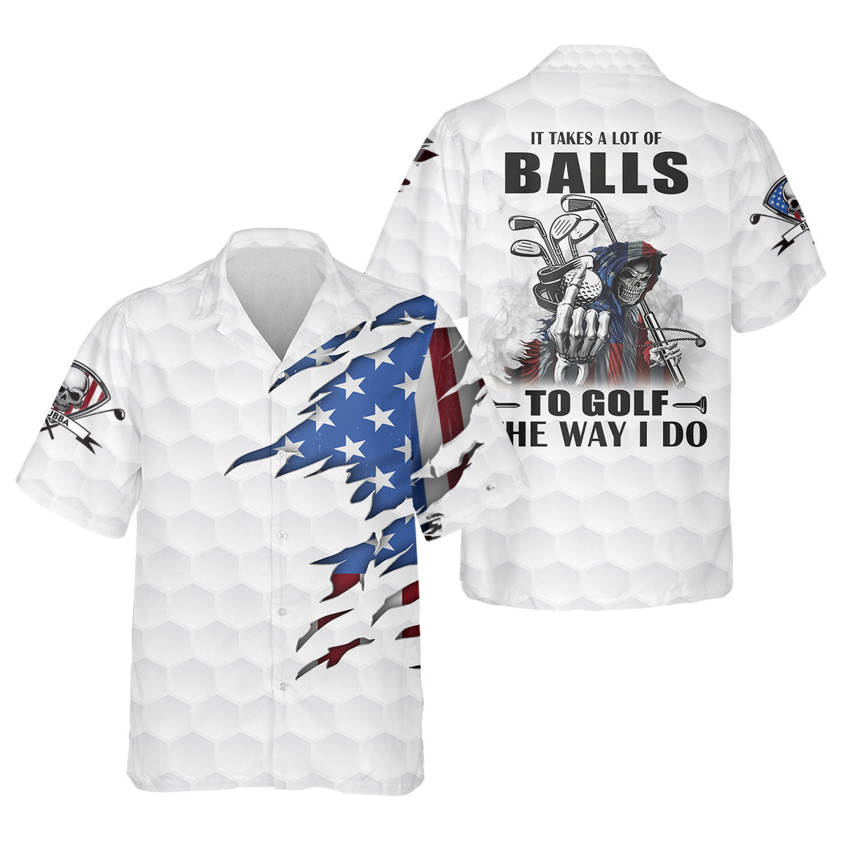 America Skeleton Golf Polo Shirt, Golfing Apparel, Golf Clothing, Mens Golf Gift