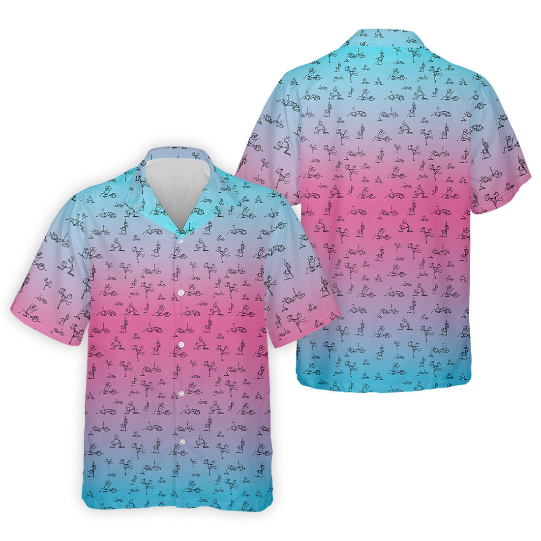 Stick Figure Couple Pink Blue Fun Men's Golf Polos, Unique Gift For Golfer, Polo For Men