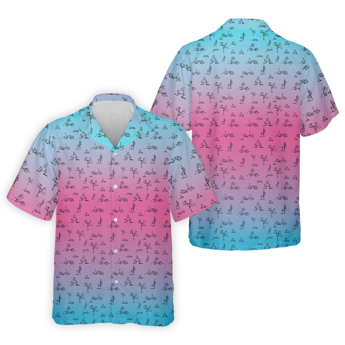 Stick Figure Couple Pink Blue Fun Men's Golf Polos, Unique Gift For Golfer, Polo For Men