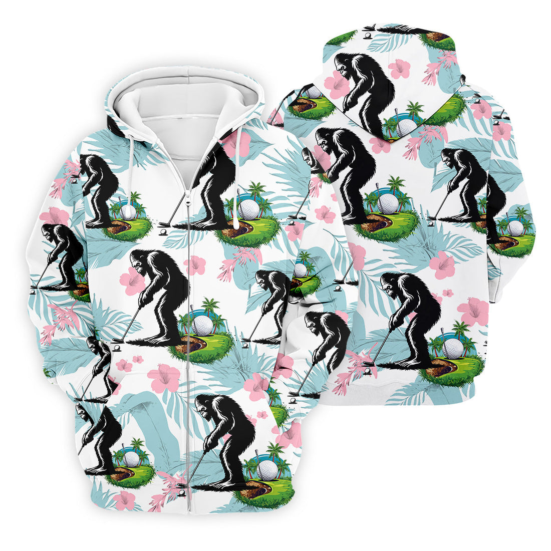 Bigfoot Shirt, Sasquatch Golf Shirt, Hawaiian Golf Shirts, Matching Golf Shirts, Golf Shirts For Men