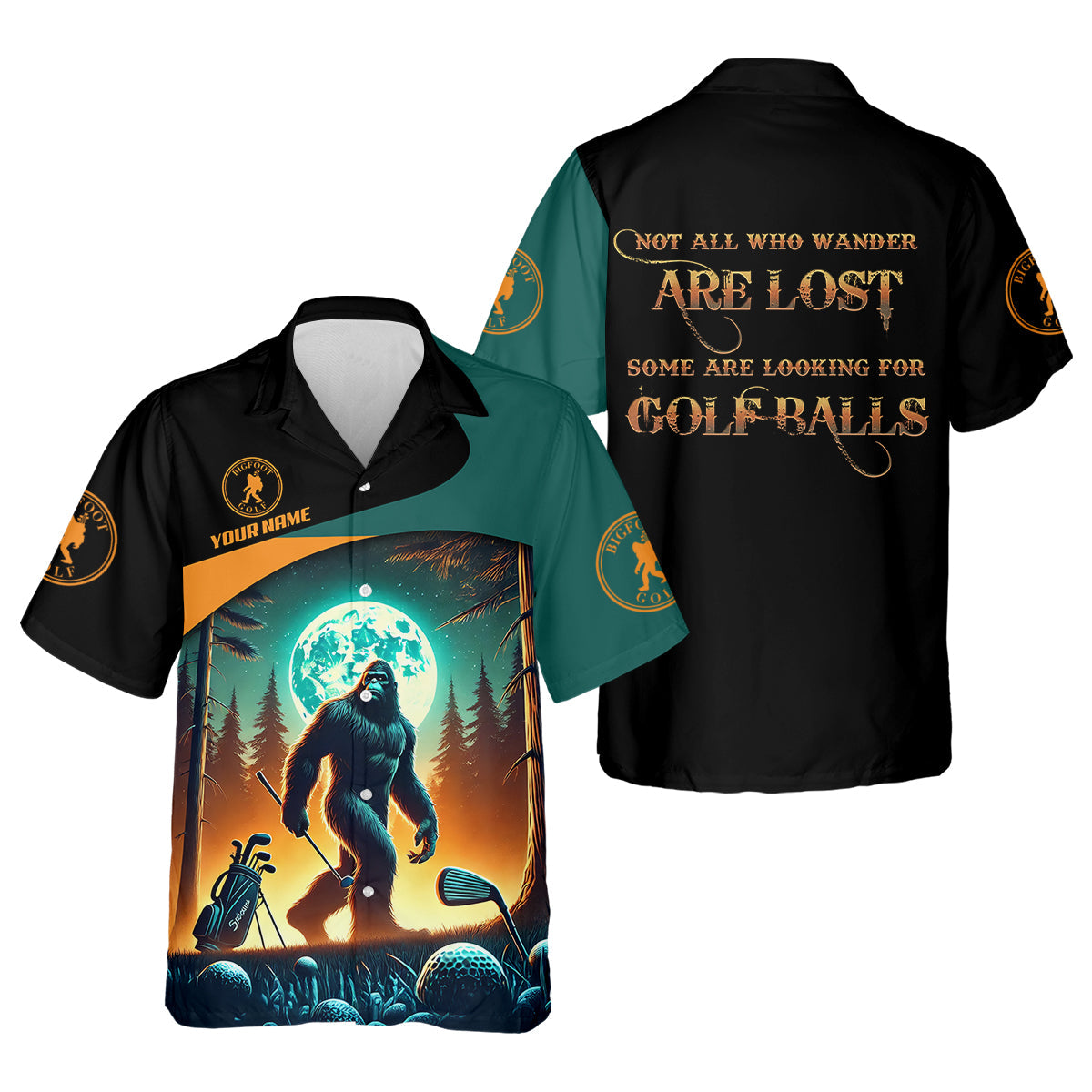 Not All Who Wander Are Lost Bigfoot Custom Men's Golf Polo Shirt, Hilarious Golf Shirt, Funny Golf Gift
