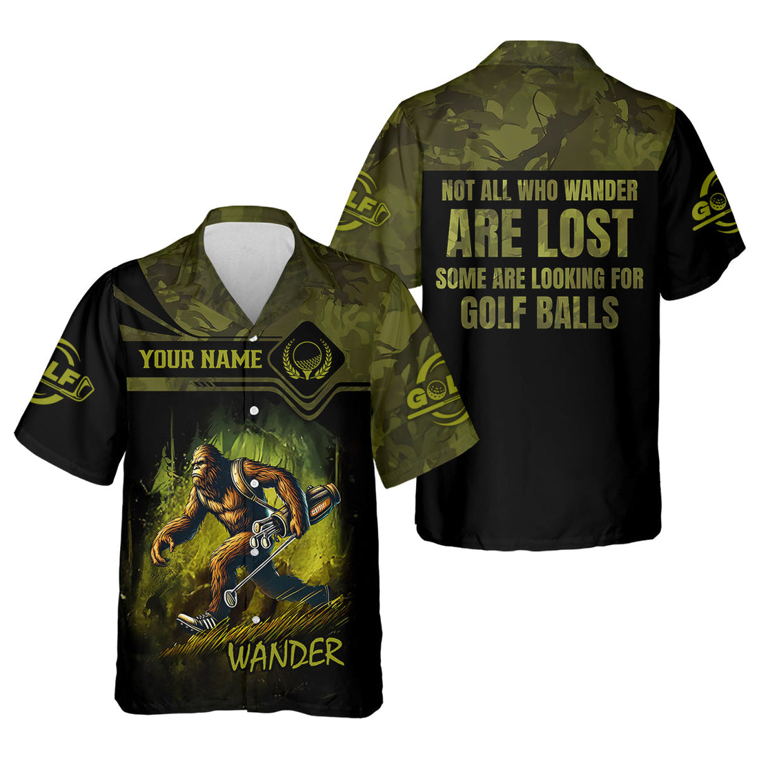 Bigfoot Camouflage Custom Golf Polo Shirt, Golf Gifts For Dad, Golf Lover Gift