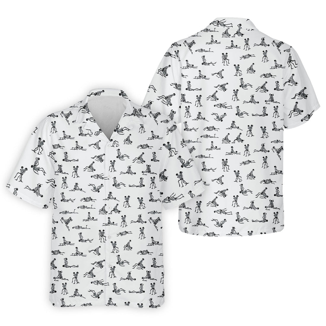 White Funny Skeleton Sex Position Golf Shirt, Halloween Gift Idea, Fun Golf Shirts For Men, Polo For Men