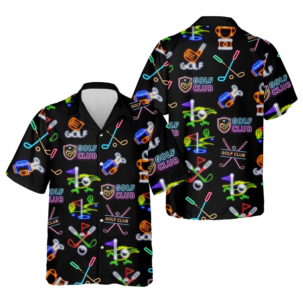 Neon Golf Clubs Men's Golf Polo Shirt, Funny Golf Shirt, Dad Golf Gift, Christmas Golf Gift