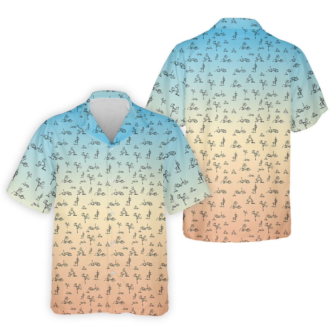 Stickman Couple Blue Orange Fun Men's Golf Polos, Unique Gift For Golfer, Polo For Men