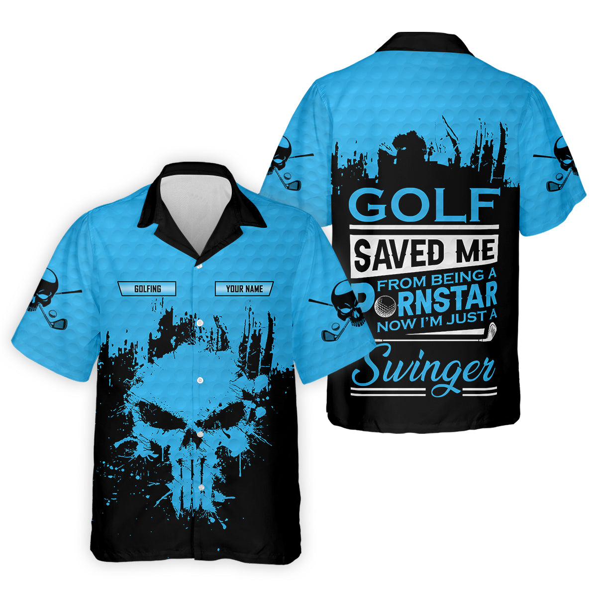 Golf Saved Me From Being A Porn Star Now I'm Just A Swinger Custom Funny Skull Golf Polo Shirt, Dad Golf Gift