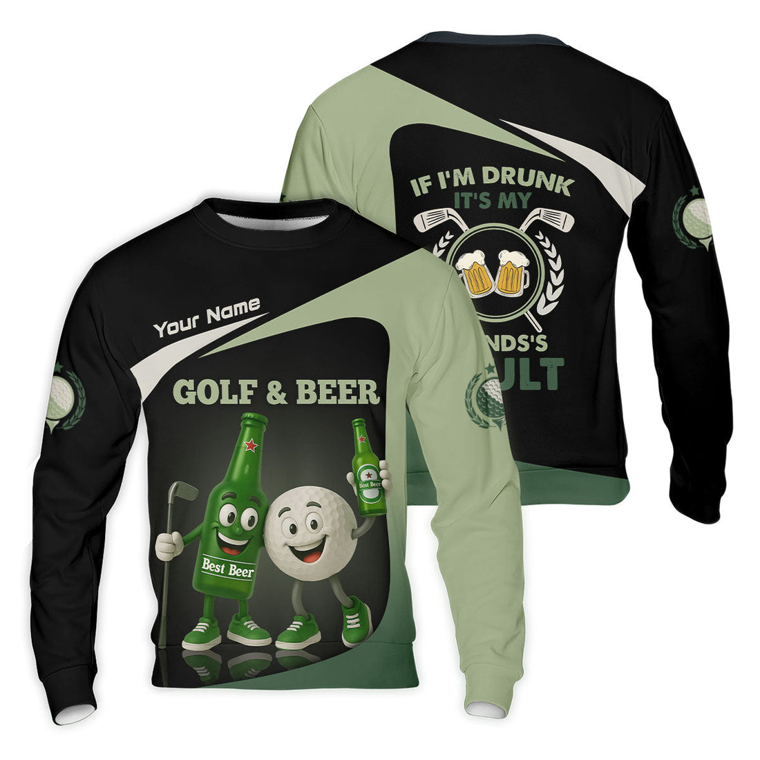 Funny Beer And Golf Custom Golf Polos For Men, Mens Golf Gift, Golfing Apparel, Gift For Golfers