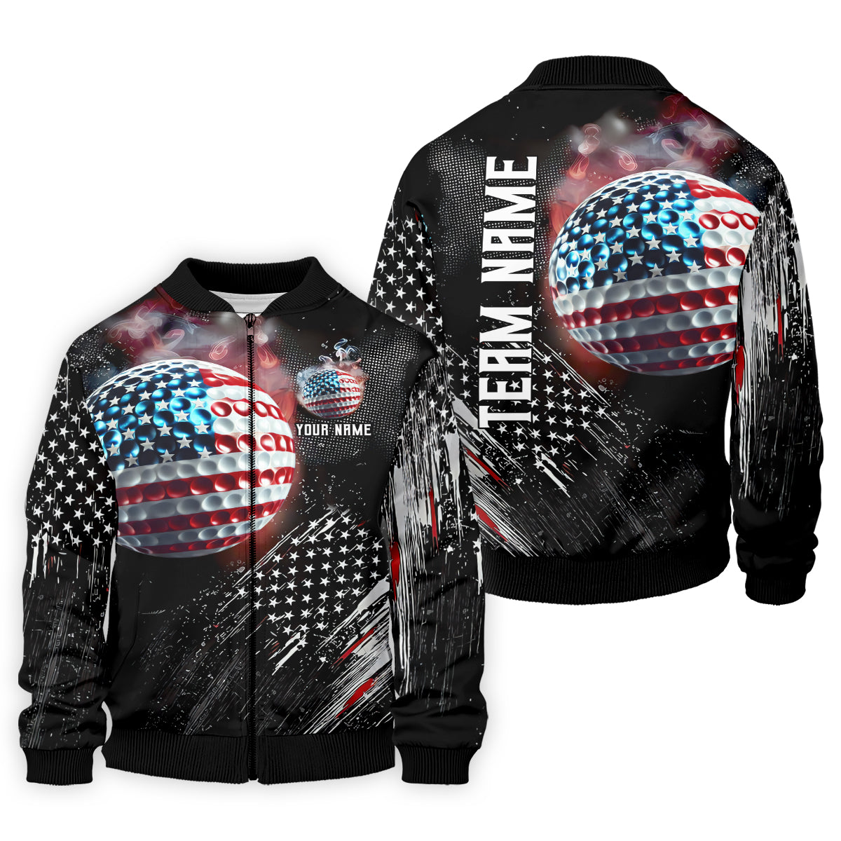 American Flag Golf Ball Funny Golf Polo Shirt, Christmas Golf Gift