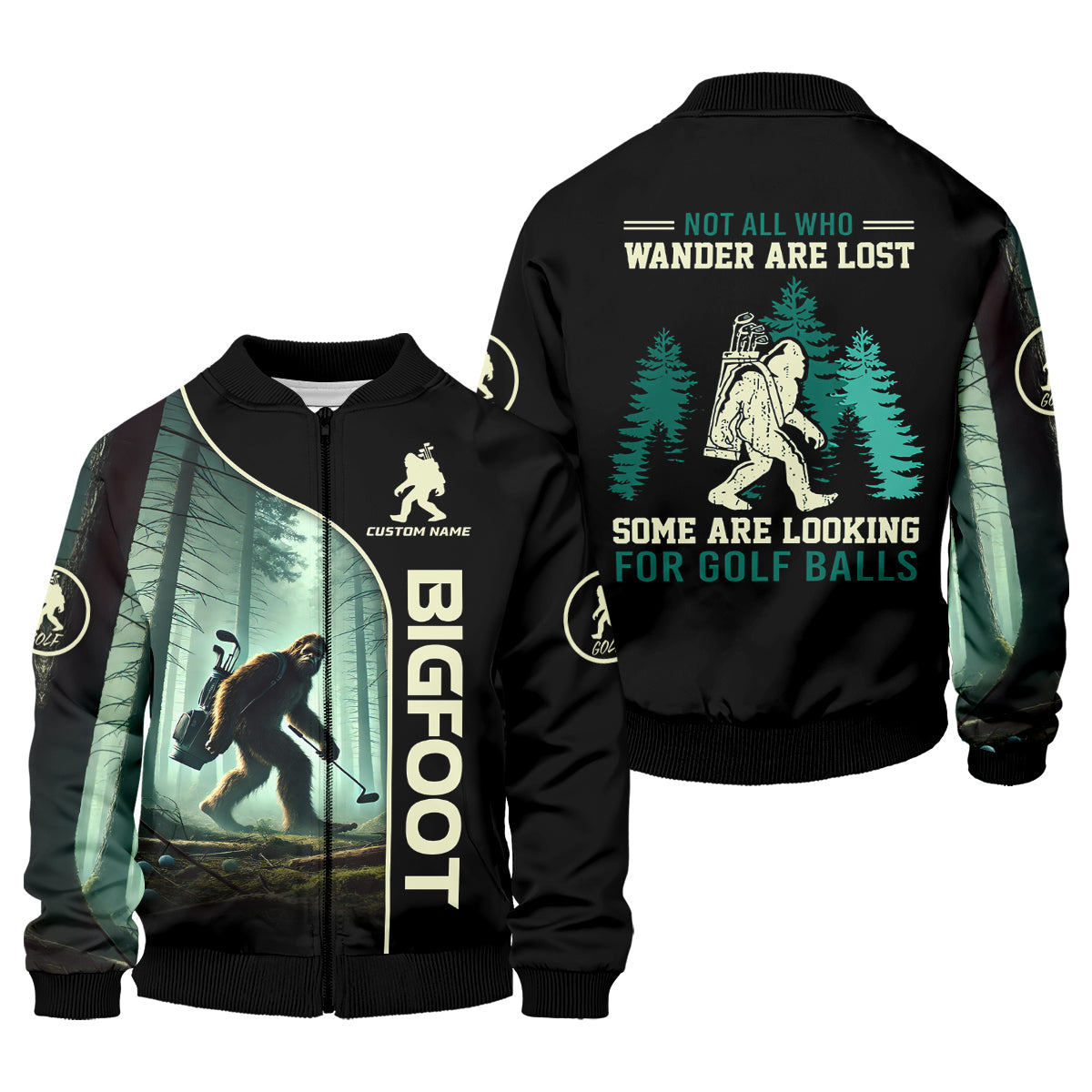 Not All Who Wander Are Lost Custom Men's Golf Polo Shirt, Funny Bigfoot Golf Shirt, Dad Golf Gift