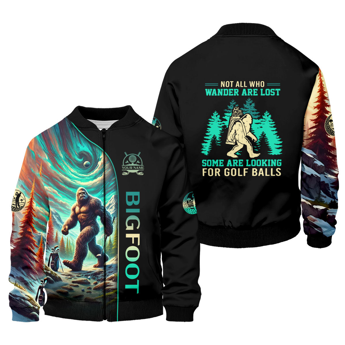 Not All Who Wander Are Lost Custom Men's Golf Polo Shirt, Funny Bigfoot Shirt, Gifts For Golfing Dad