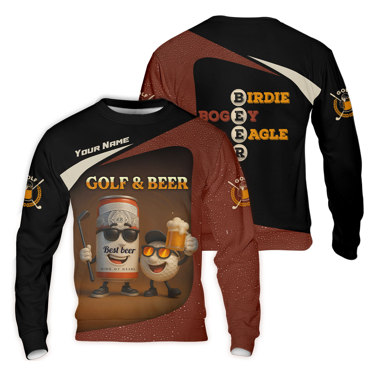 Golf And Beer Custom Men's Polo Shirts, Dad Golf Gift, Golfing Apparel, Gifts For Beer Lovers