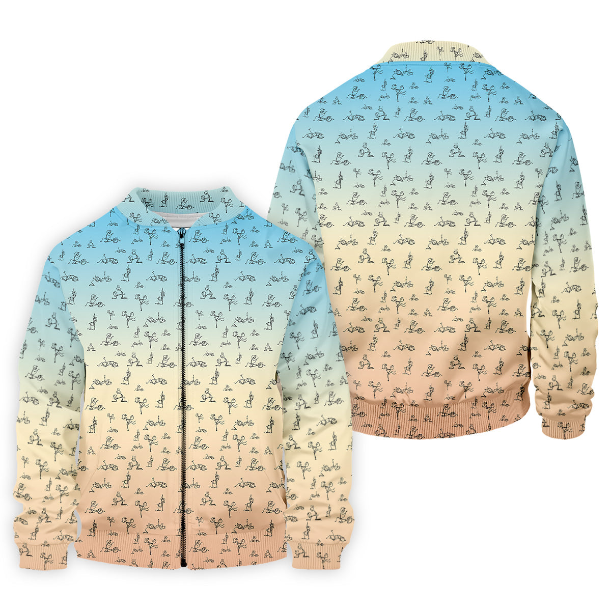 Stickman Couple Blue Orange Fun Men's Golf Polos, Unique Gift For Golfer, Polo For Men