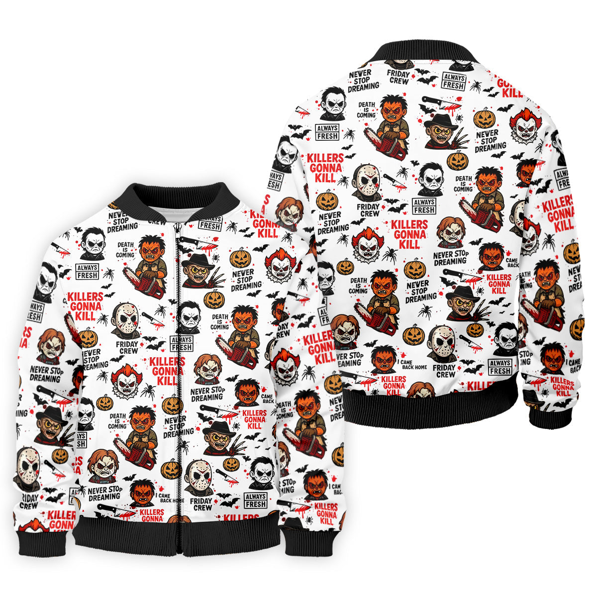 Classic Horror Characters Halloween Golf Shirt, Men's Golf Polo Shirts, Horror Movie Shirt