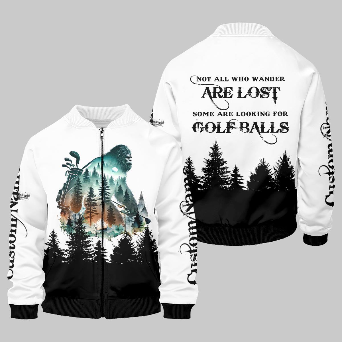 Not All Who Wander Are Lost Bigfoot Hunter Men's Golf Polo Shirt, Golf Lover Gifts, Funny Golf Shirt