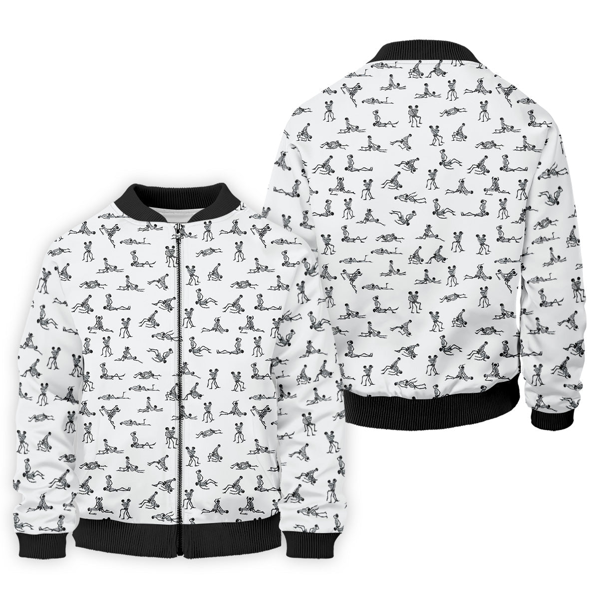 White Funny Skeleton Sex Position Golf Shirt, Halloween Gift Idea, Fun Golf Shirts For Men, Polo For Men