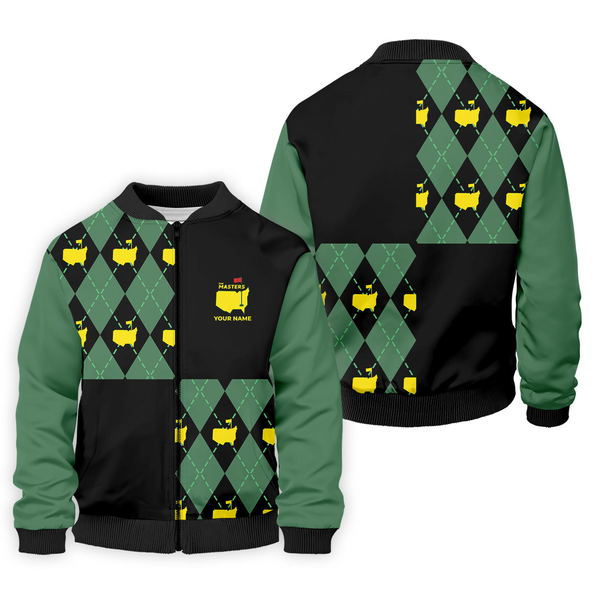 Green and Black Argyle Golf Shirt, Mens Golf Polo Shirts, Cool Golf Gifts, Golfing Apparel