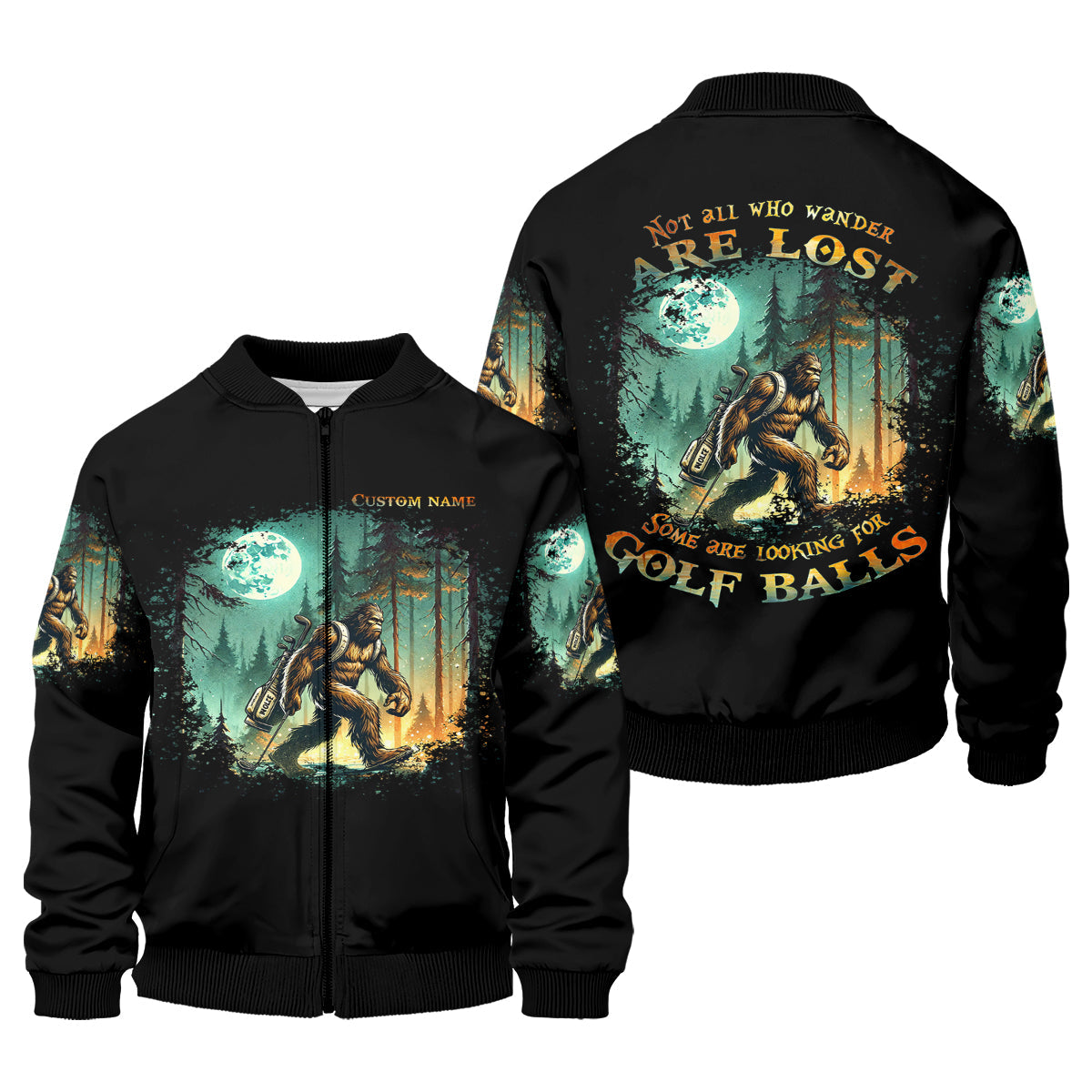 Not All Who Wander Are Lost Custom Bigfoot Men's Golf Polo Shirt, Funny Golf Shirt, Dad Golf Gift