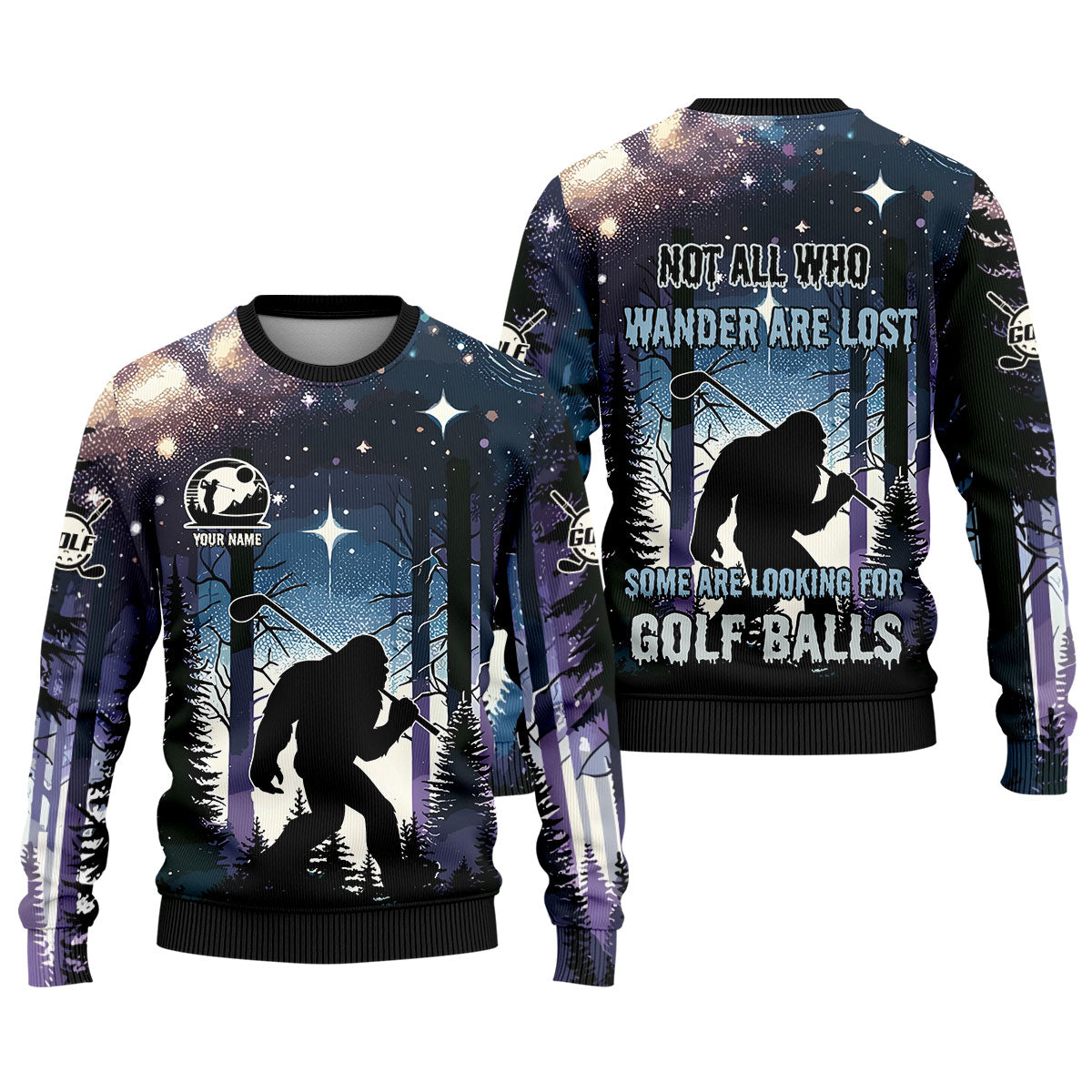 Funny Bigfoot Custom Golf Polos For Men, Golf Shirts For Men, Mens Golf Gift, Gift For Golfers