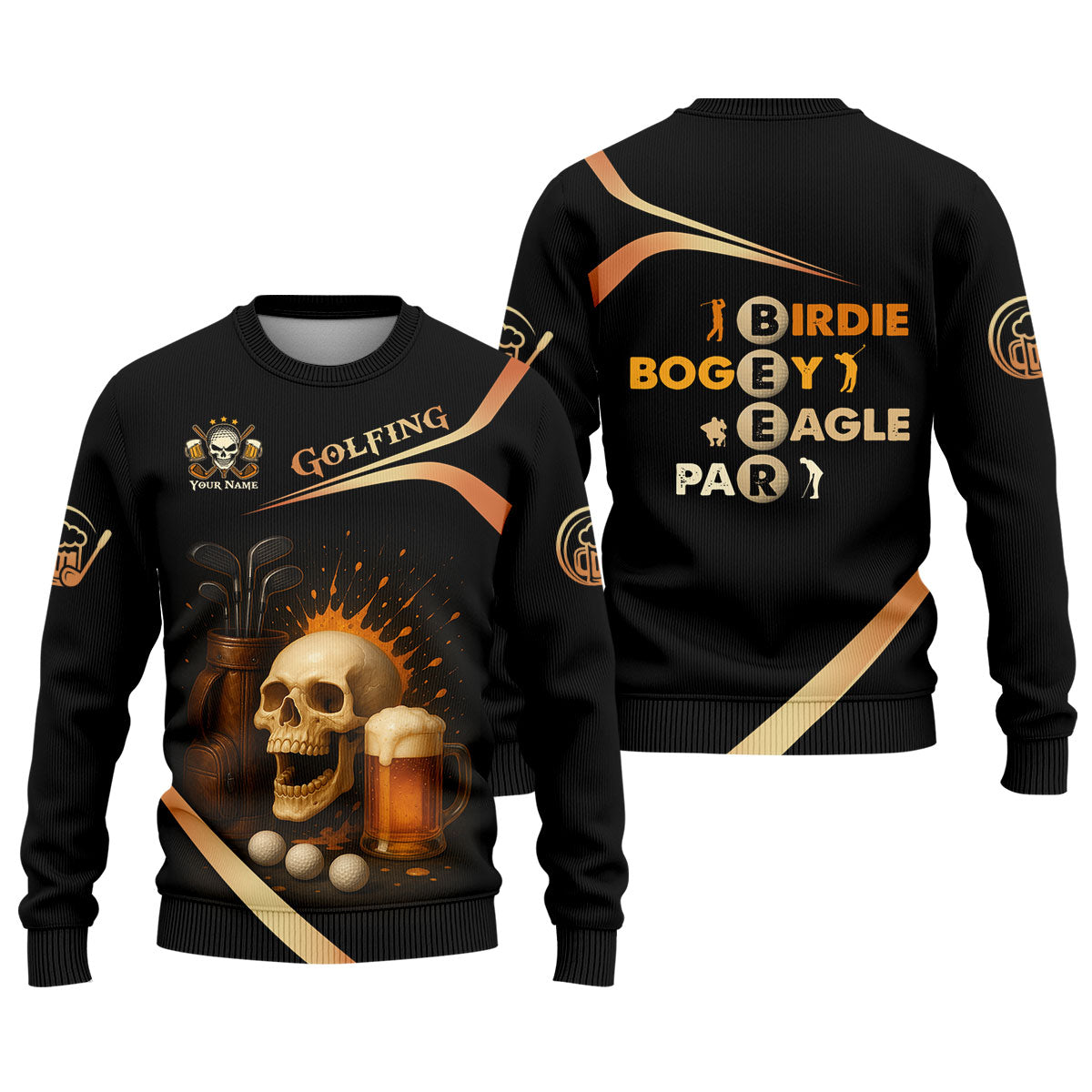 Funny Skull Beer Customize Golf Shirts For Men, Golfing Shirt, Best Gifts For Golfers, Dad Golf Gift