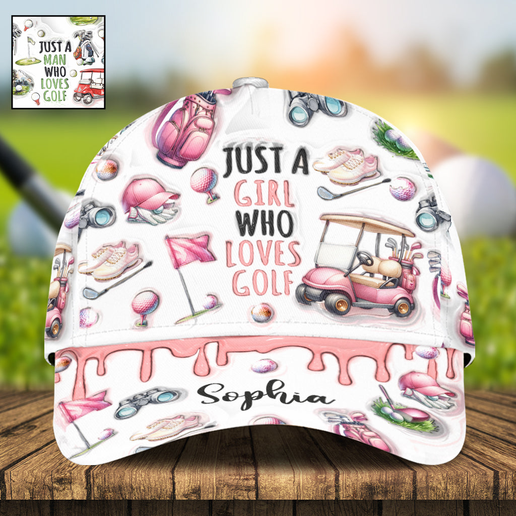 Just A Girl Who Loves Golf Personalized Golf Cap, Mothers Day Gift