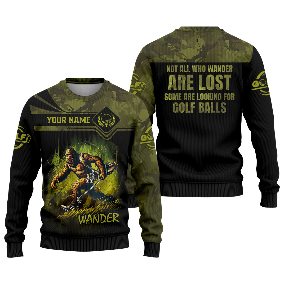 Bigfoot Camouflage Custom Golf Polo Shirt, Golf Gifts For Dad, Golf Lover Gift