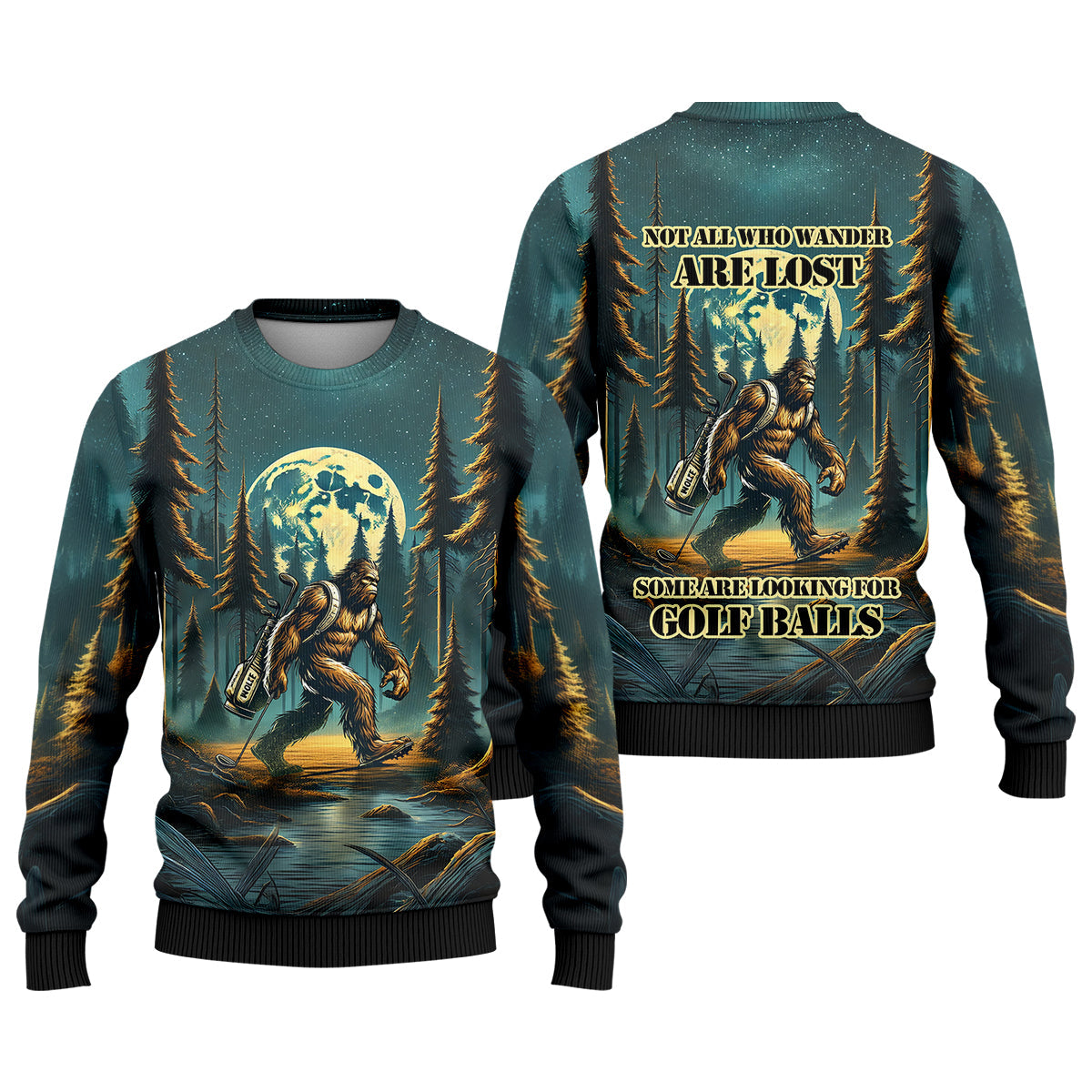 Bigfoot Forest Custom Men's Funny Golf Polo Shirt, Golf Gifts For Dad, Golf Presents