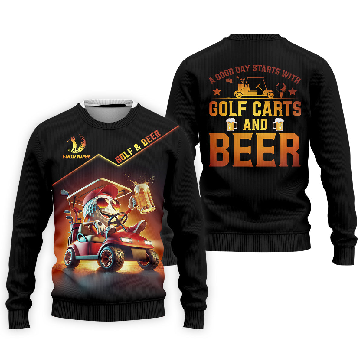 A Good Day Starts With Golf Carts And Beer Funny Golf Polo Shirt, Christmas Golf Gift