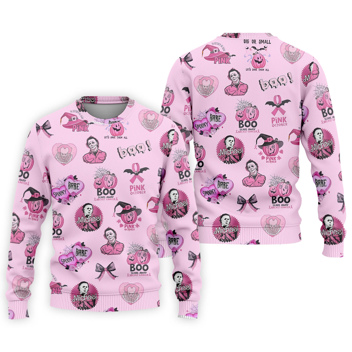 Funny Michael Horror Character Men's Golf Shirt, Pink October Shirt, Halloween Golf Shirt, Men's Golf Shirt