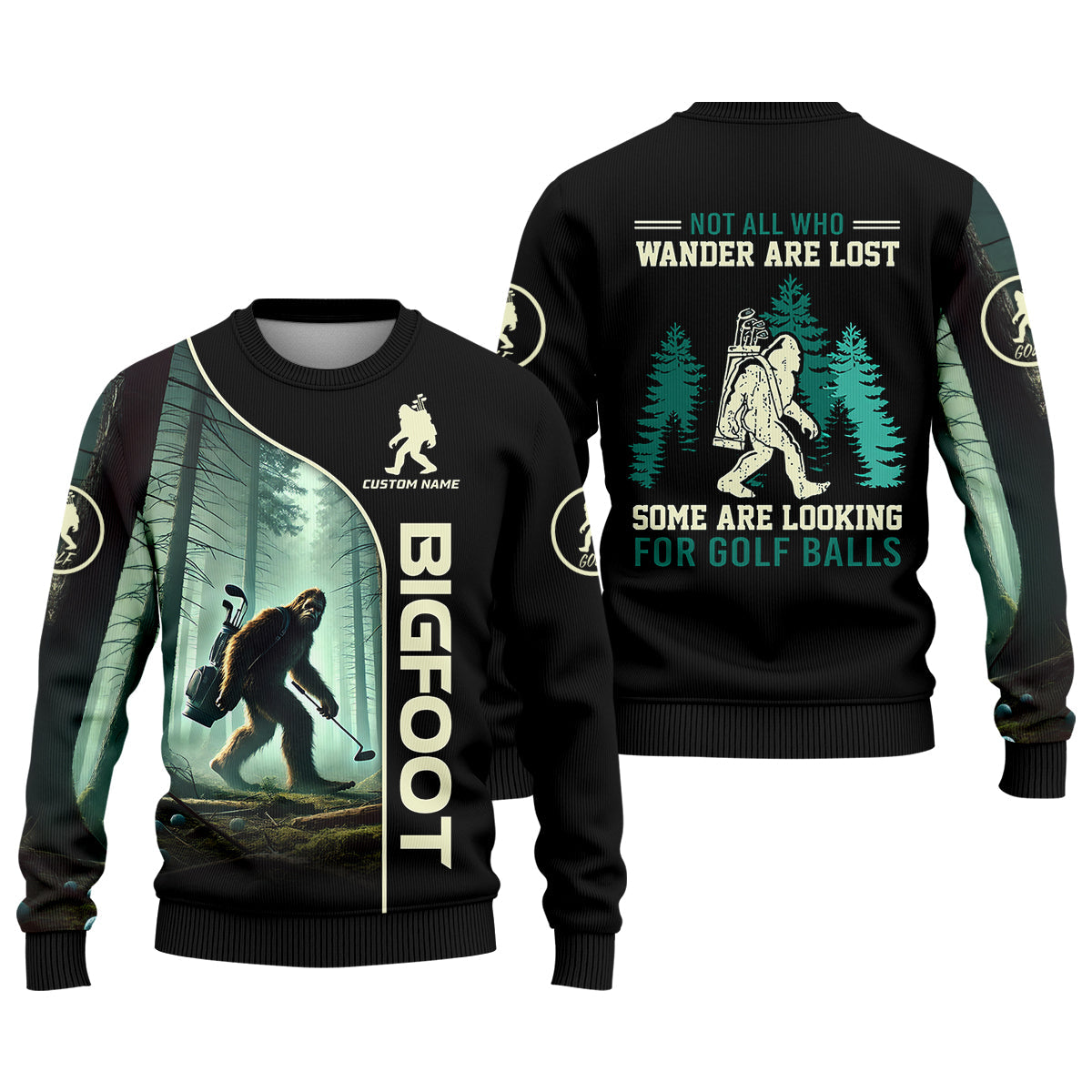 Not All Who Wander Are Lost Custom Men's Golf Polo Shirt, Funny Bigfoot Golf Shirt, Dad Golf Gift