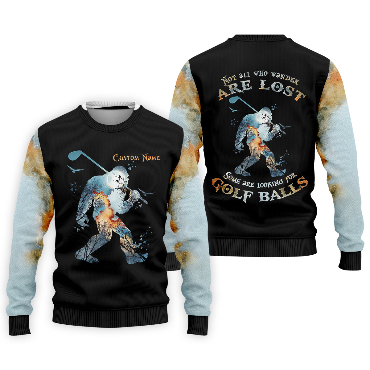 Not All Who Wander Are Lost Men's Golf Polo Shirt, Bigfoot Golf Shirt, Dad Golf Gift