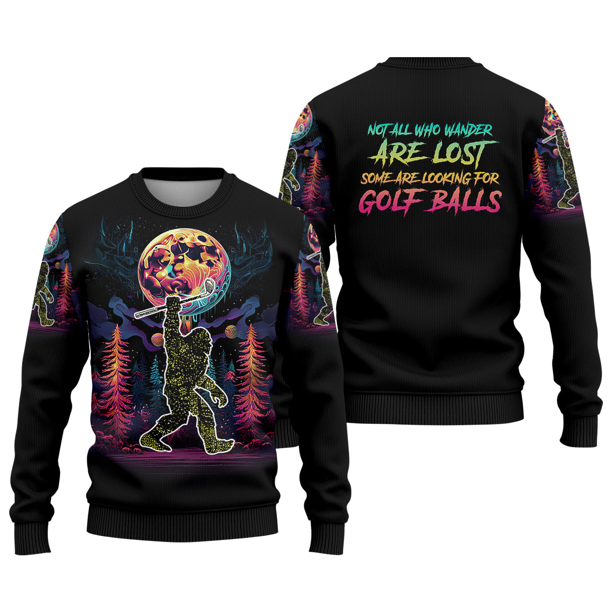 Not All Who Wander Are Lost Bigfoot Funny Mens Golf Polo Shirt, Funny Golf Shirt, Golf Gift For Him