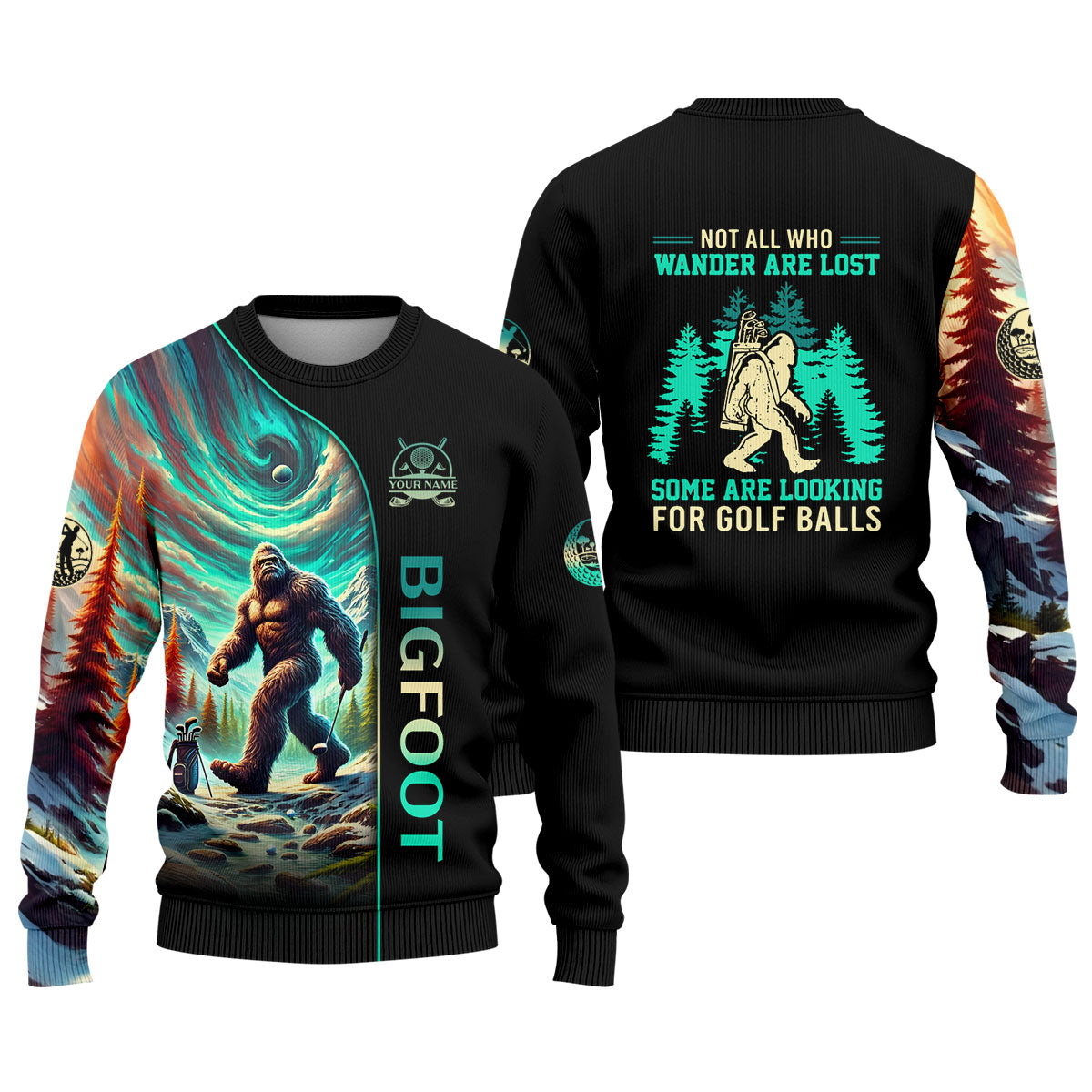 Not All Who Wander Are Lost Custom Men's Golf Polo Shirt, Funny Bigfoot Shirt, Gifts For Golfing Dad