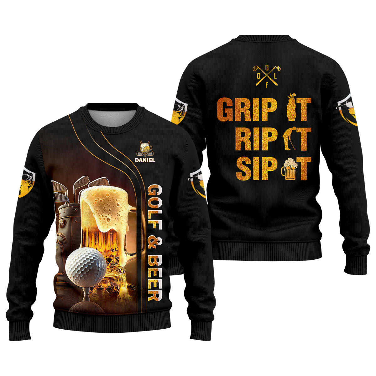 Grip It Rip It Sip It Golf Beer Shirt, Fun Golf Shirts For Men, Funny Golf Polo Shirt, Dad Golf Gifts