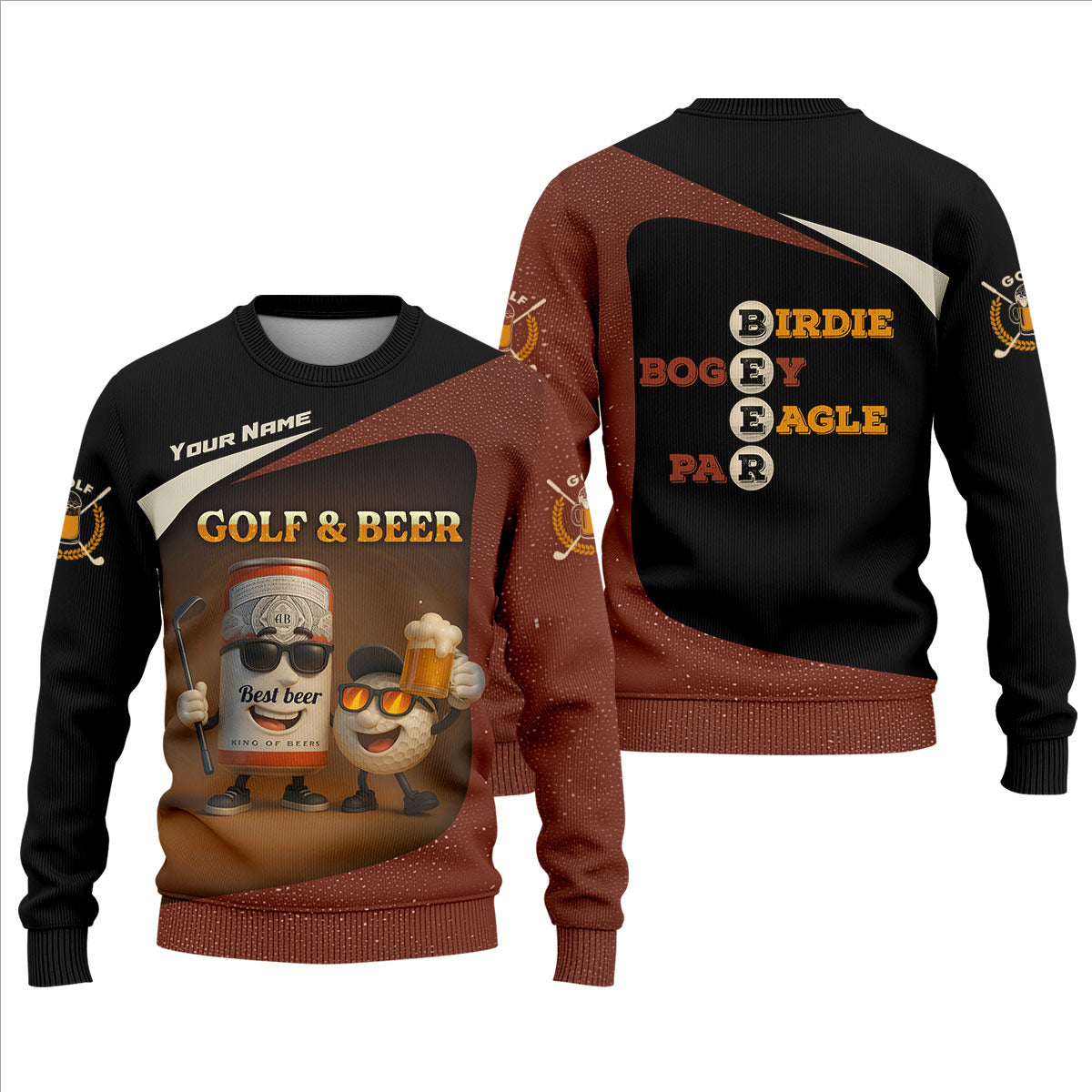 Golf And Beer Custom Men's Polo Shirts, Dad Golf Gift, Golfing Apparel, Gifts For Beer Lovers