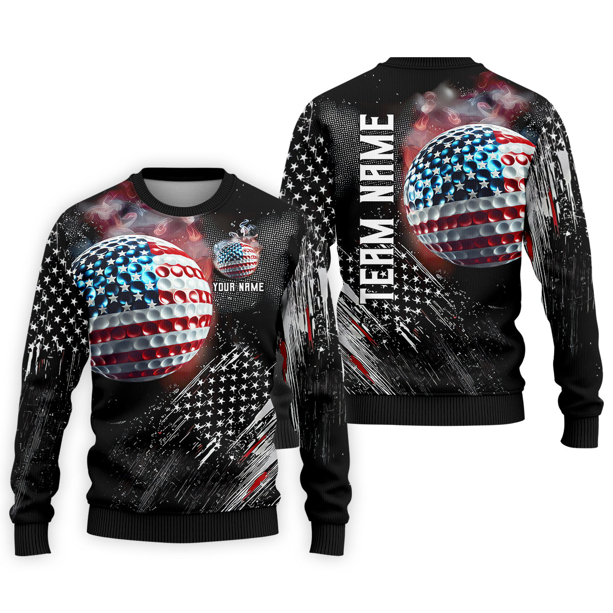 American Flag Golf Ball Funny Golf Polo Shirt, Christmas Golf Gift