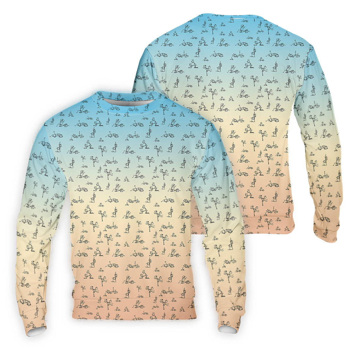 Stickman Couple Blue Orange Fun Men's Golf Polos, Unique Gift For Golfer, Polo For Men