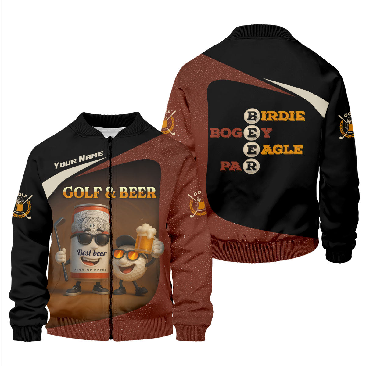 Golf And Beer Custom Men's Polo Shirts, Dad Golf Gift, Golfing Apparel, Gifts For Beer Lovers