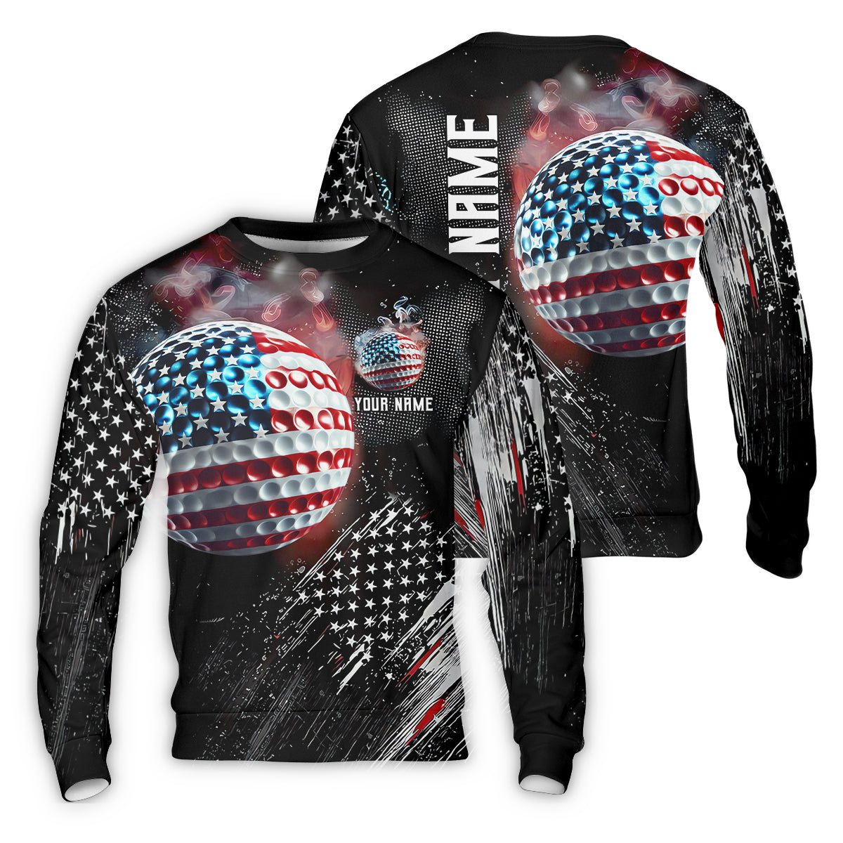 American Flag Ball Custom Golf Polo Shirt, Funny Golf Shirt, Dad Golf Gift