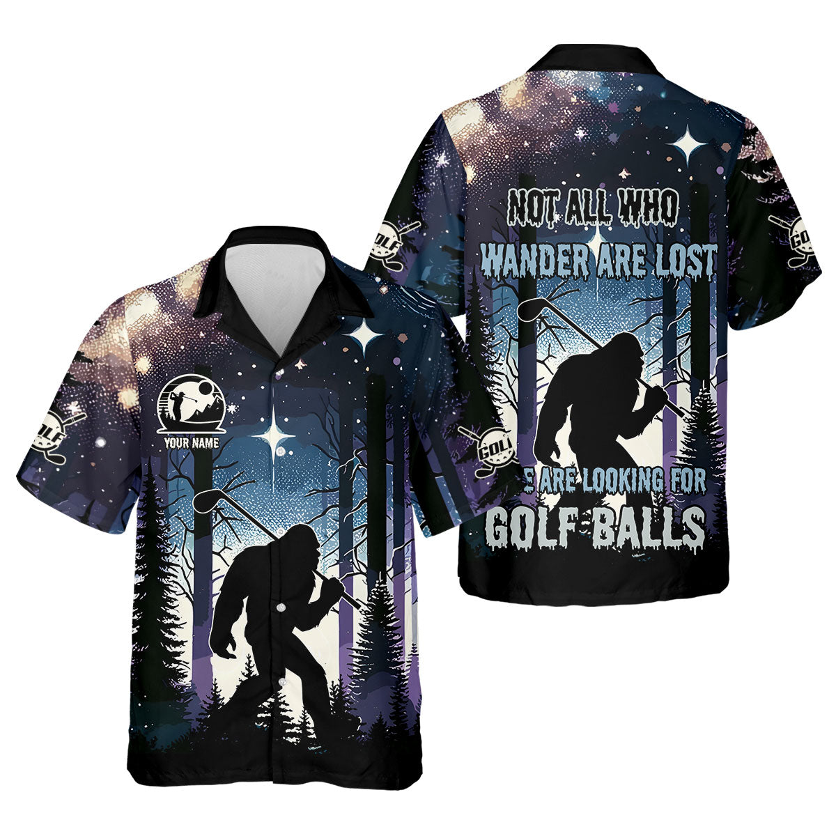 Funny Bigfoot Custom Golf Polos For Men, Golf Shirts For Men, Mens Golf Gift, Gift For Golfers