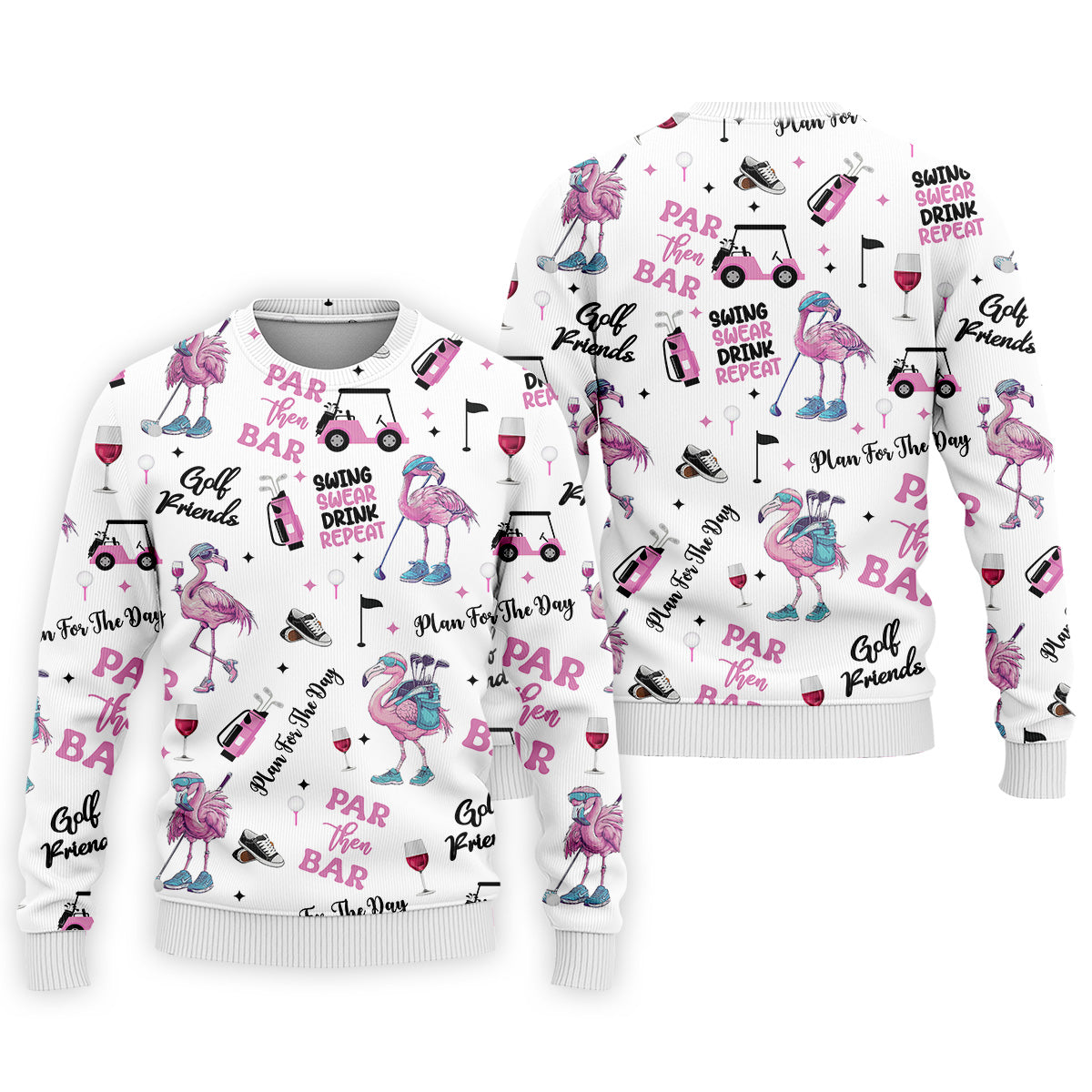 Par Then Bar Flamingo Funny Men Polo Shirt, Fun Golf Polos For Men, Golf Shirts, Dad Golf Gift